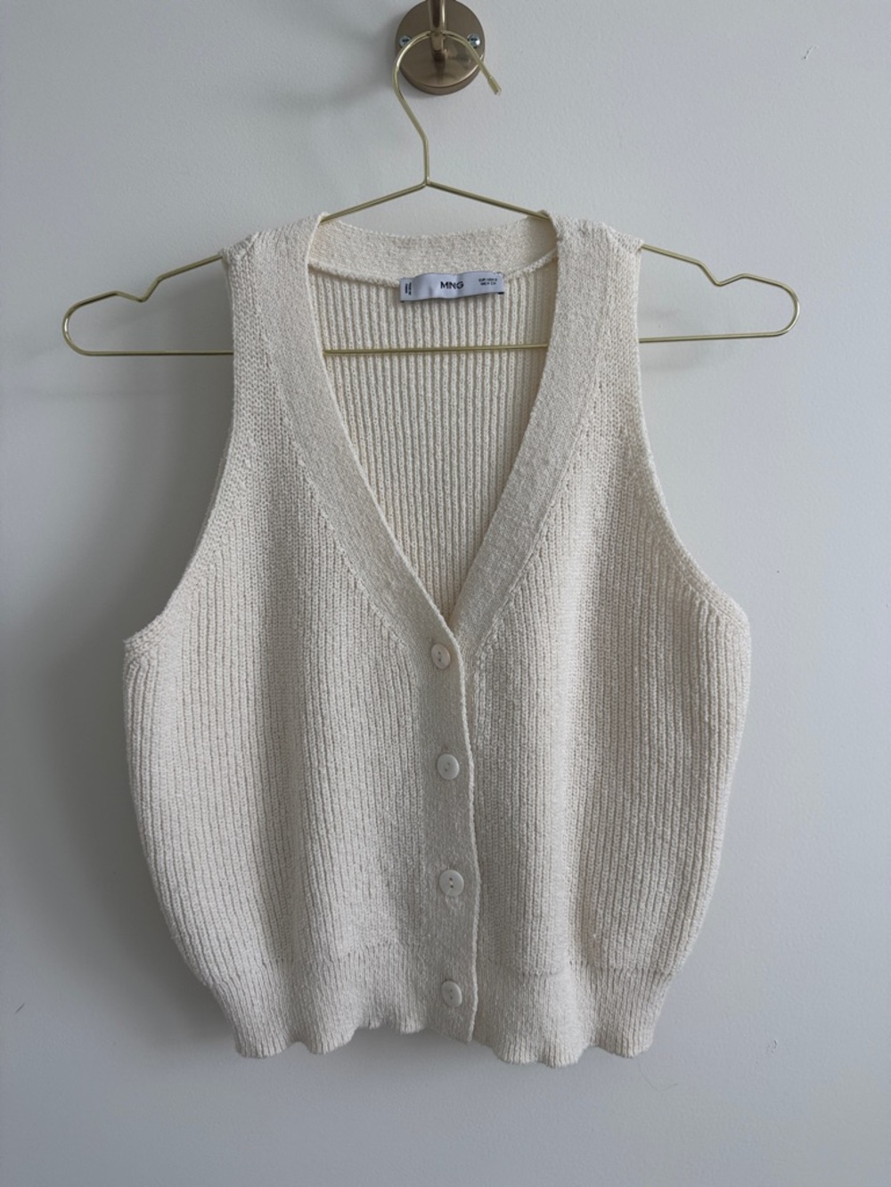 Mango Ivory V-Neck Buttoned Knit Sweater Vest
